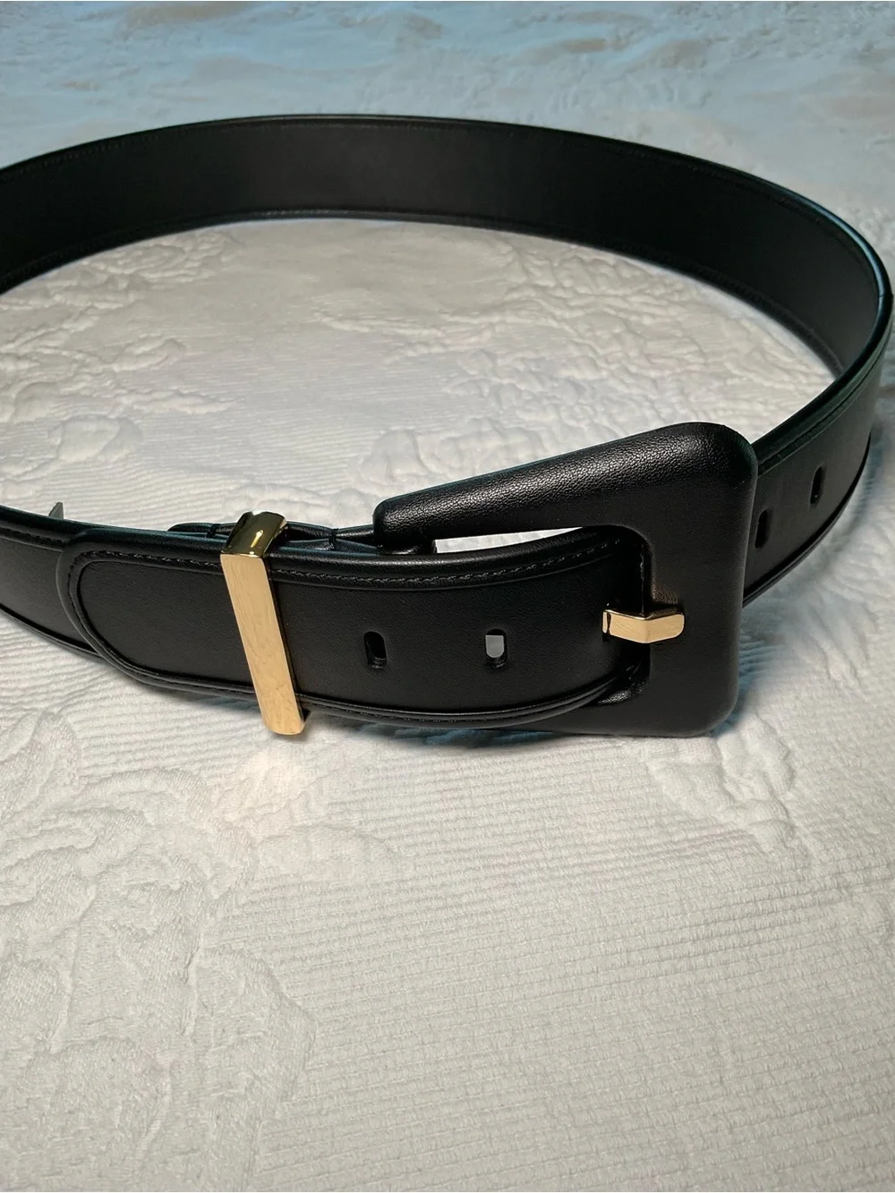 CAbi Black Leather Belt with Gold-Tone Hardware